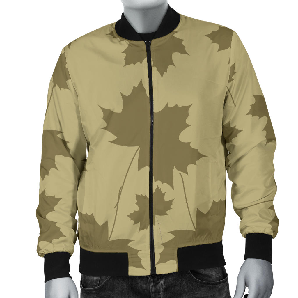 Maple Leaf Pattern Print Design 01 Men Bomber Jacket