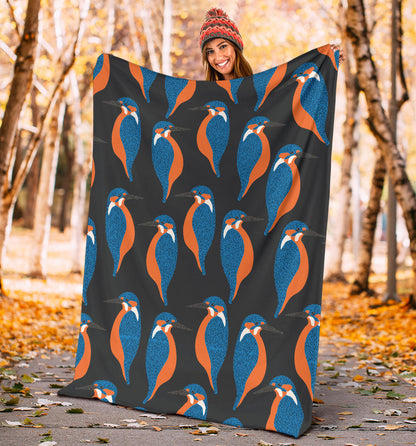 Kingfisher Pattern Print Design 03 Premium Blanket