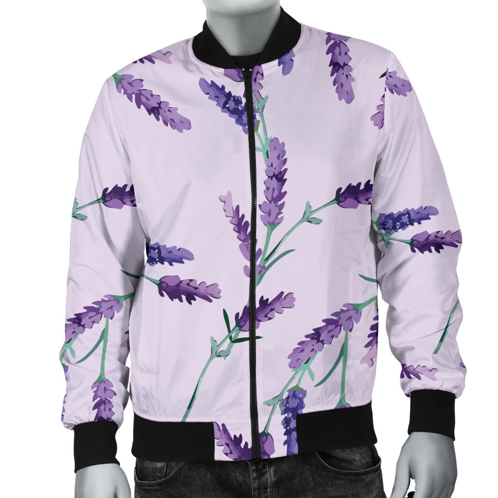 Lavender Pattern Print Design 02 Men Bomber Jacket