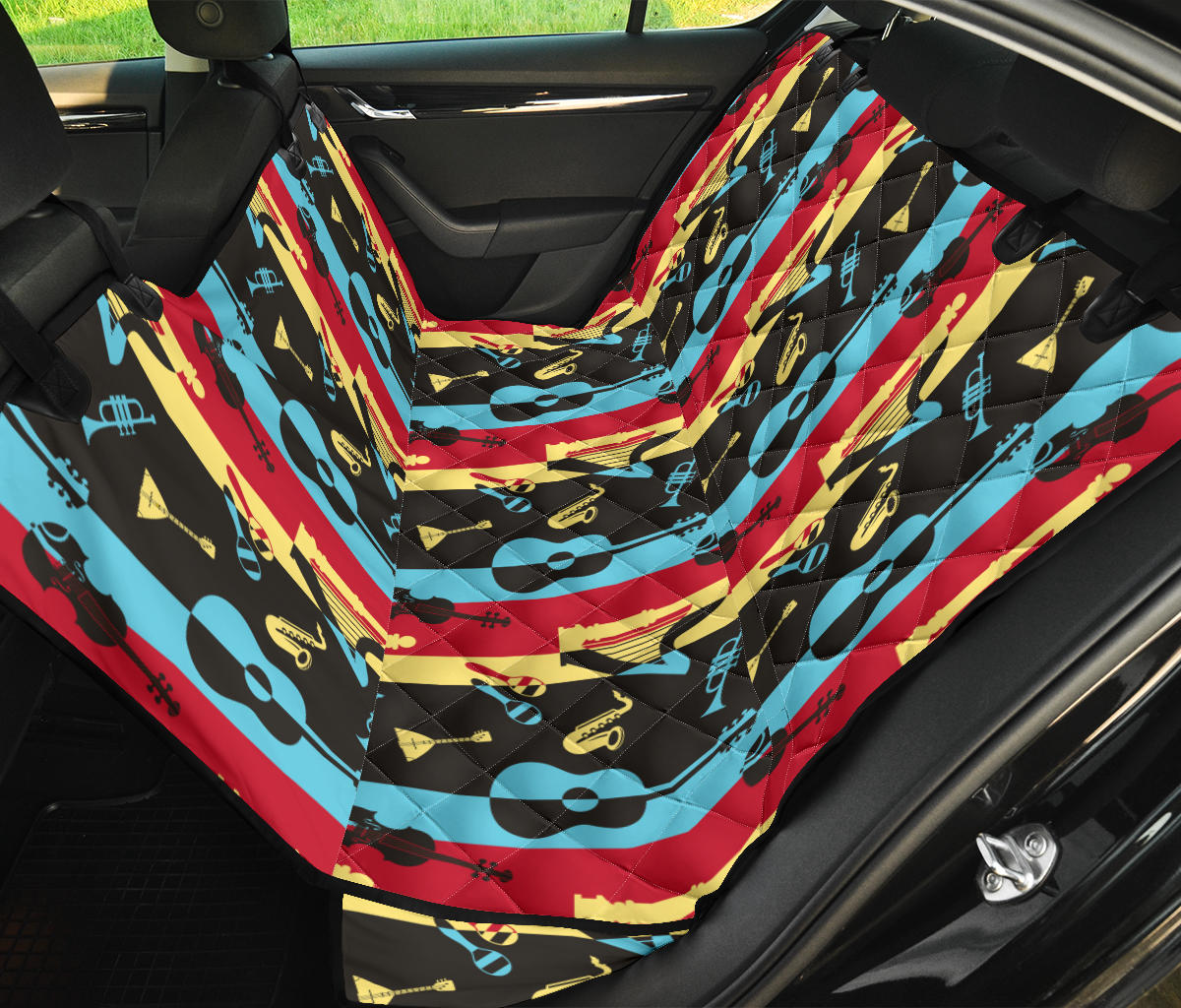 Jazz Pattern Print Design 02 Rear Dog Car Seat Cover Hammock