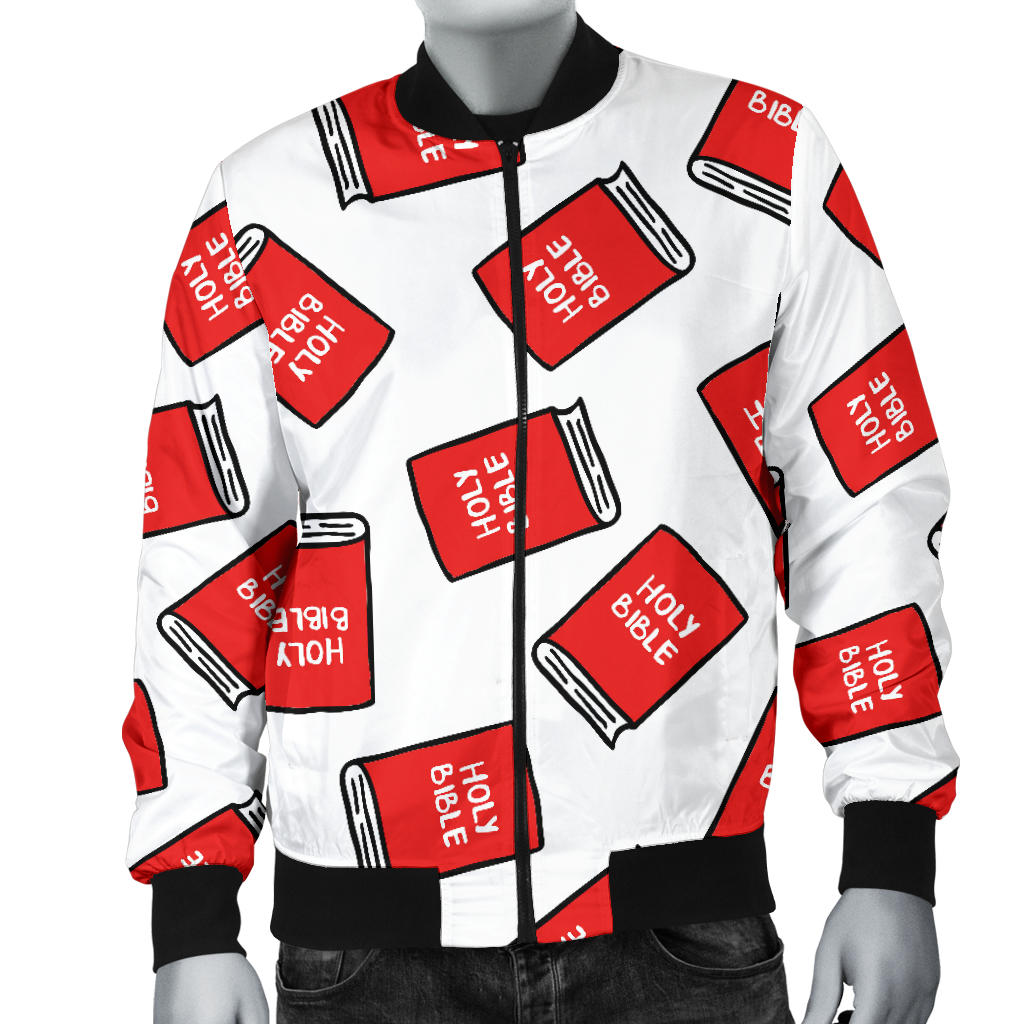 Bible Pattern Print Design 03 Men Bomber Jacket