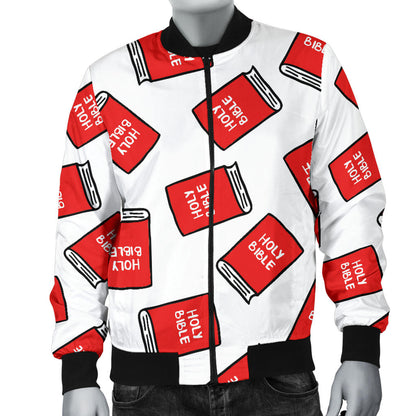 Bible Pattern Print Design 03 Men Bomber Jacket