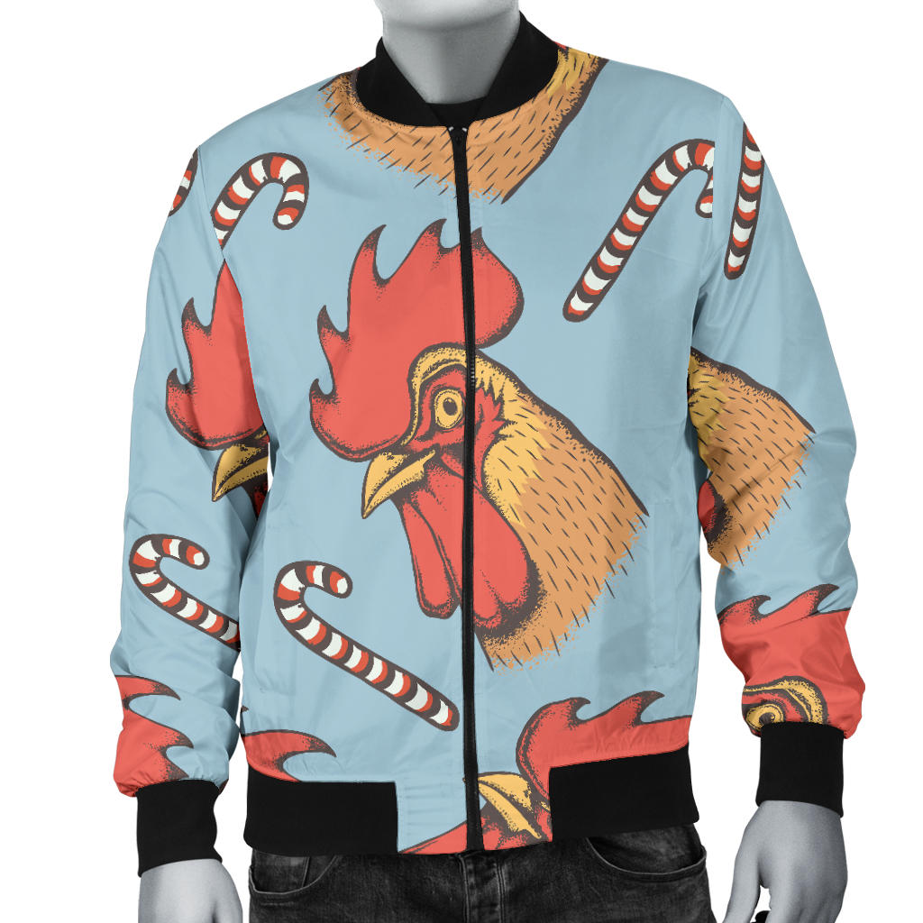 Rooster Pattern Print Design A05 Men Bomber Jacket