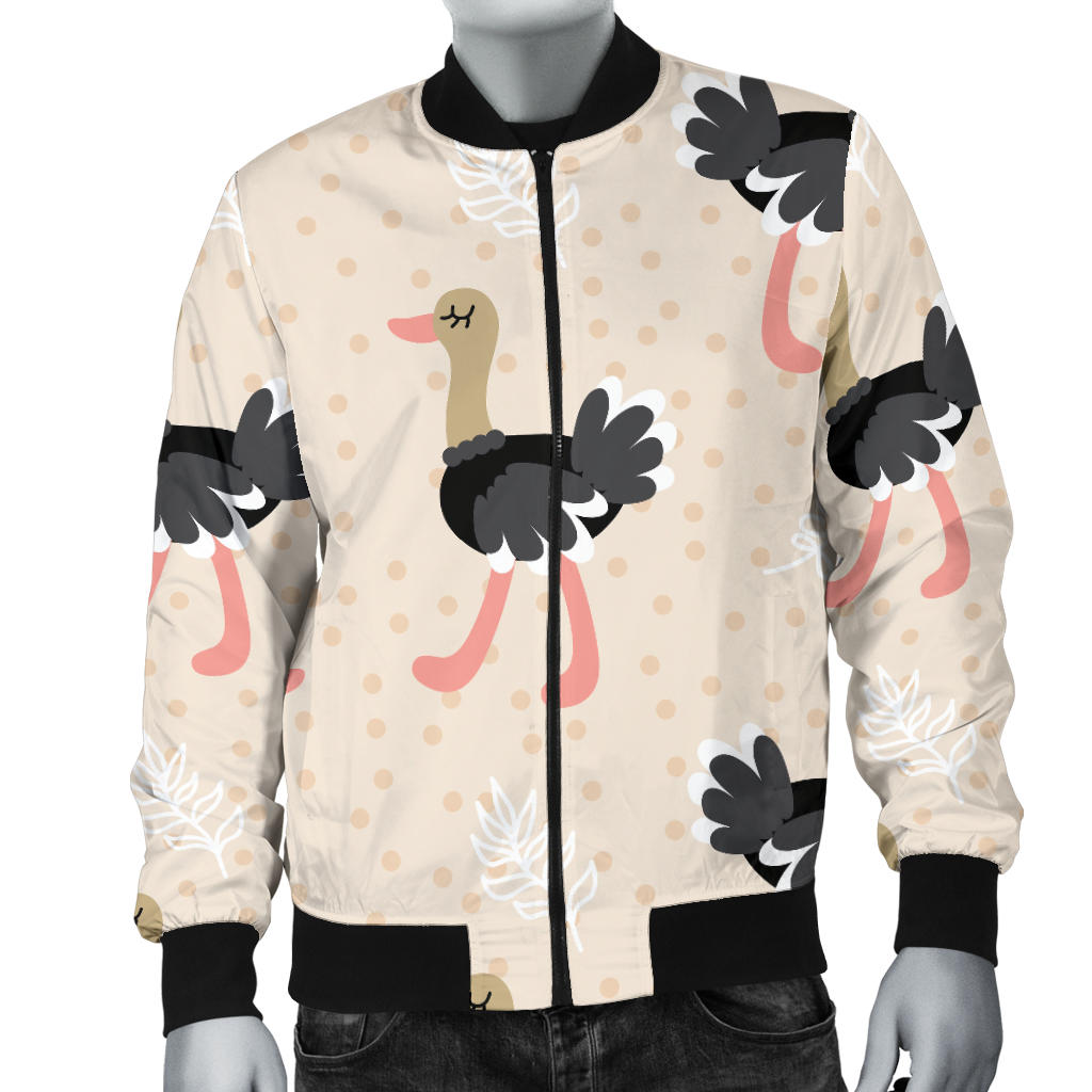 Ostrich Pattern Print Design 02 Men Bomber Jacket