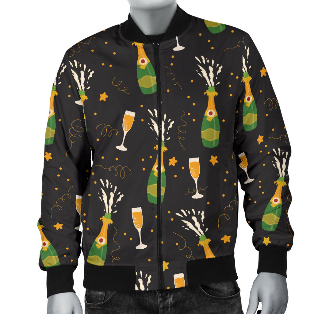 Champagne Pattern Print Design 04 Men Bomber Jacket
