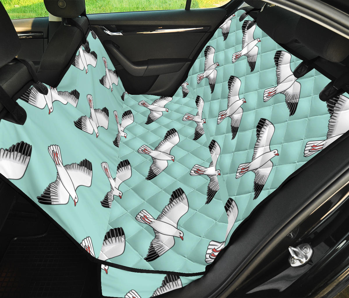 Pigeon Pattern Print Design 02 Rear Dog Car Seat Cover Hammock