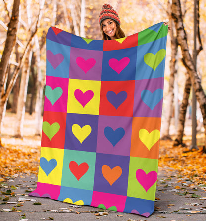 Pop Art Heart Pattern Print Design A01 Premium Blanket