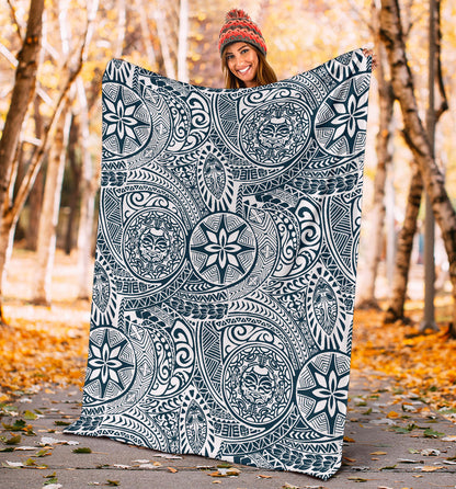 Polynesian Pattern Print Design A03 Premium Blanket