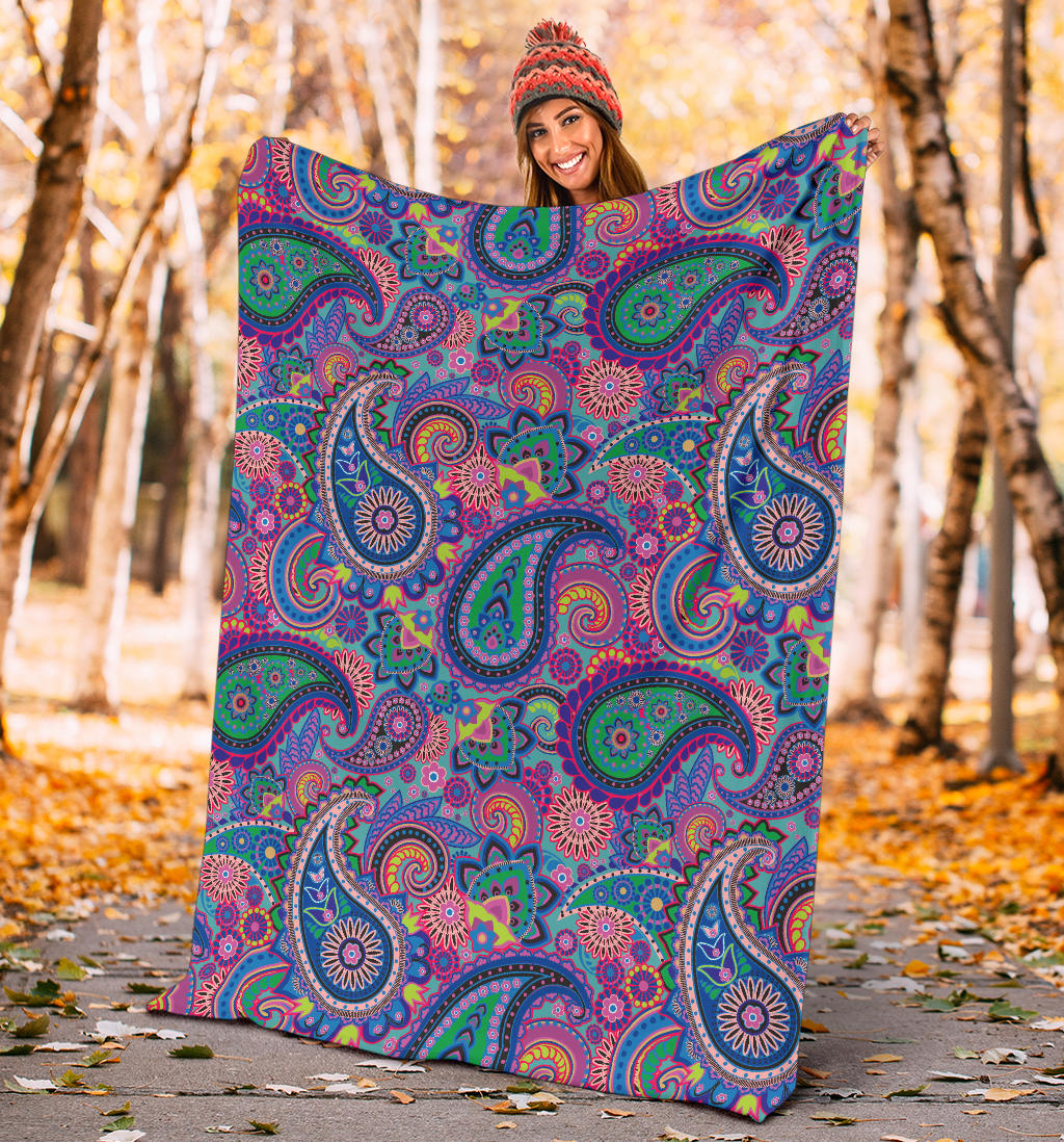 Paisley Colorful Pattern Print Design A02 Premium Blanket