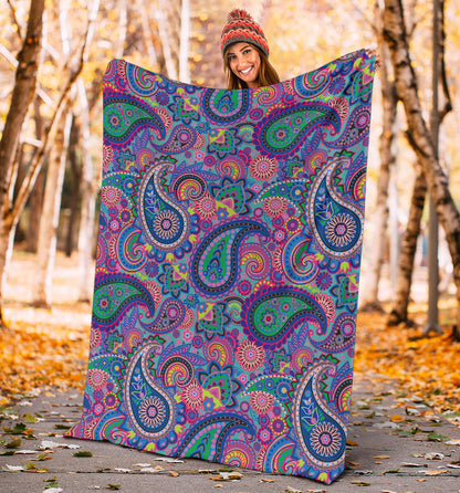 Paisley Colorful Pattern Print Design A02 Premium Blanket