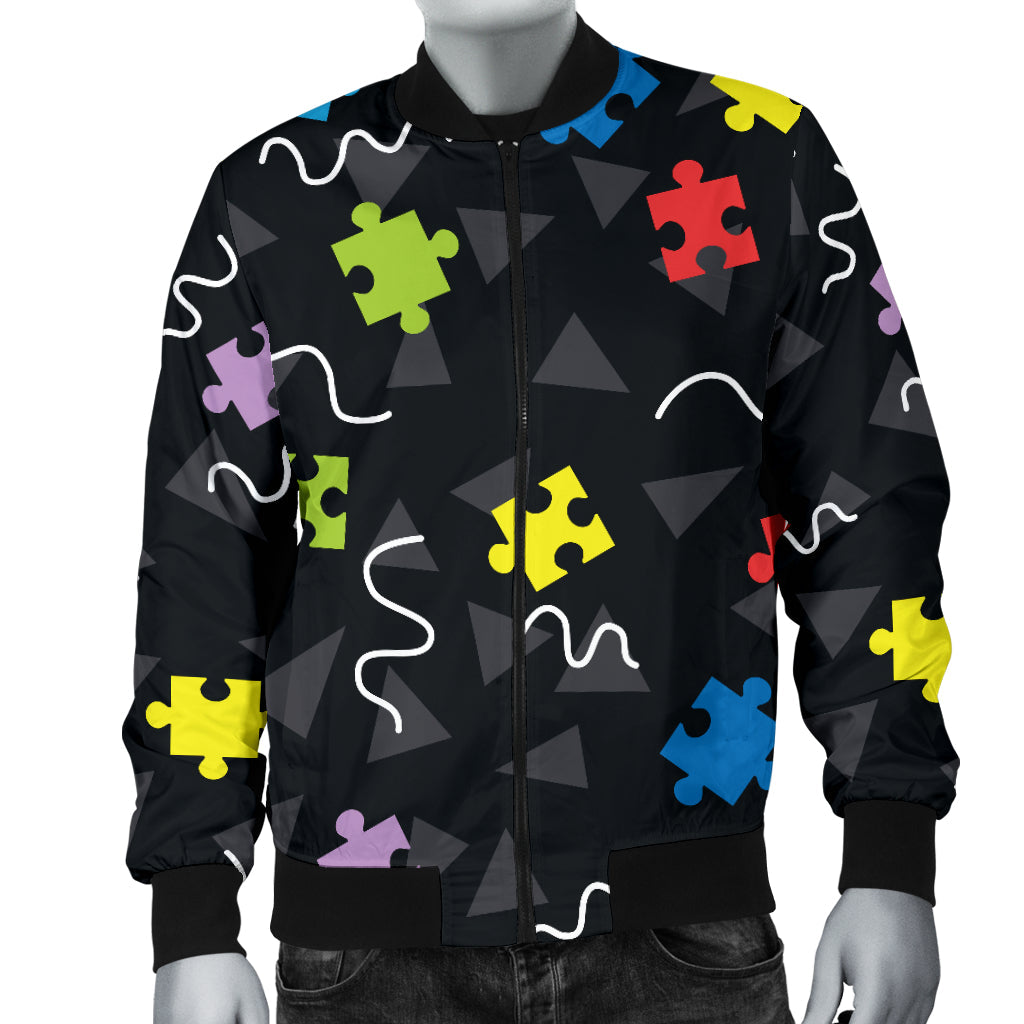 Autism Awareness Pattern Print Design 01 Men Bomber Jacket
