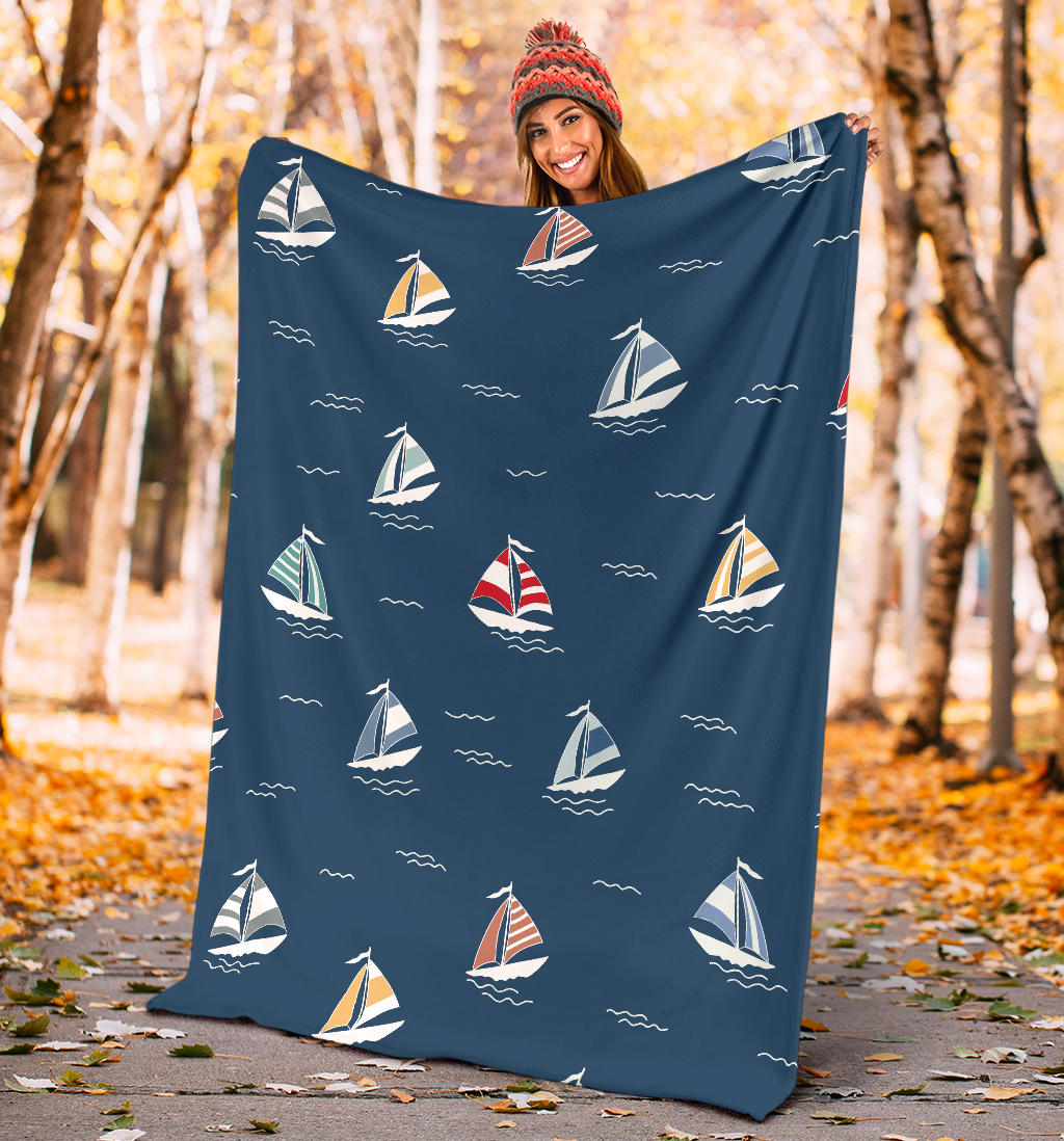 Sailing Ships Pattern Print Design A02 Premium Blanket