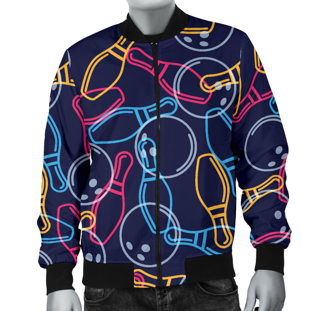 Bowling Pattern Print Design 07 Men Bomber Jacket