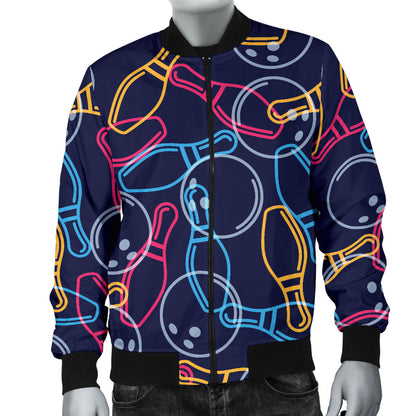 Bowling Pattern Print Design 07 Men Bomber Jacket
