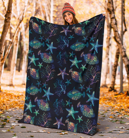 Starfish Pattern Print Design 01 Premium Blanket