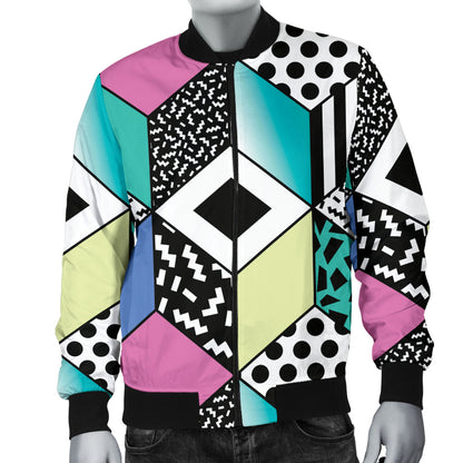 90s Pattern Print Design 3 Men Bomber Jacket