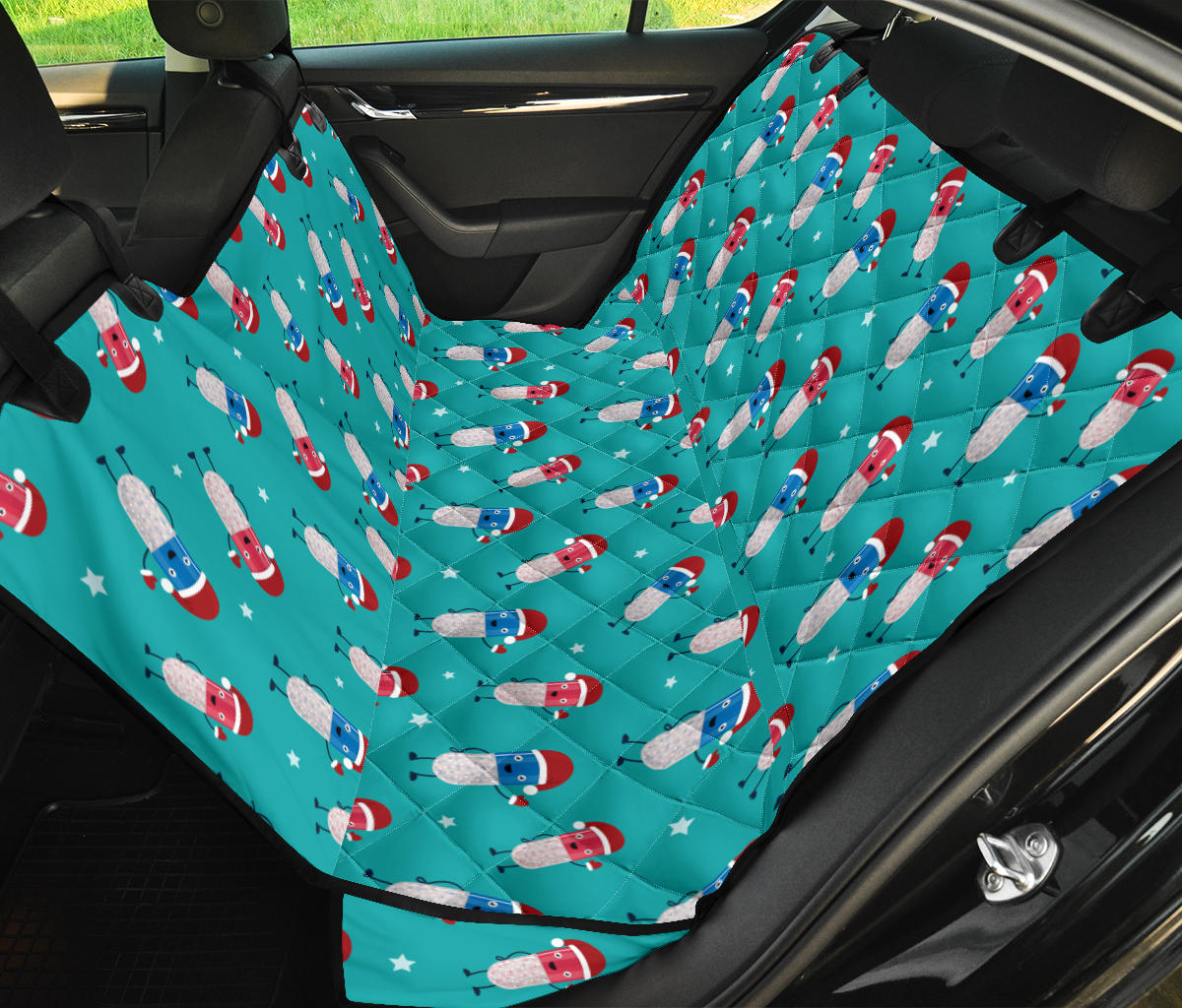 Pill Pattern Print Design A03 Rear Dog Car Seat Cover Hammock