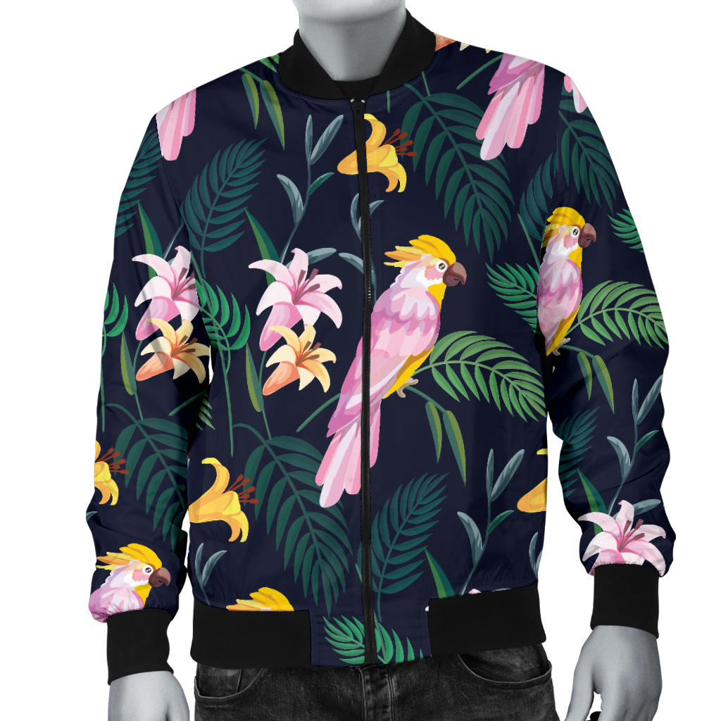Cockatoo Pattern Print Design 03 Men Bomber Jacket
