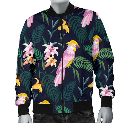 Cockatoo Pattern Print Design 03 Men Bomber Jacket