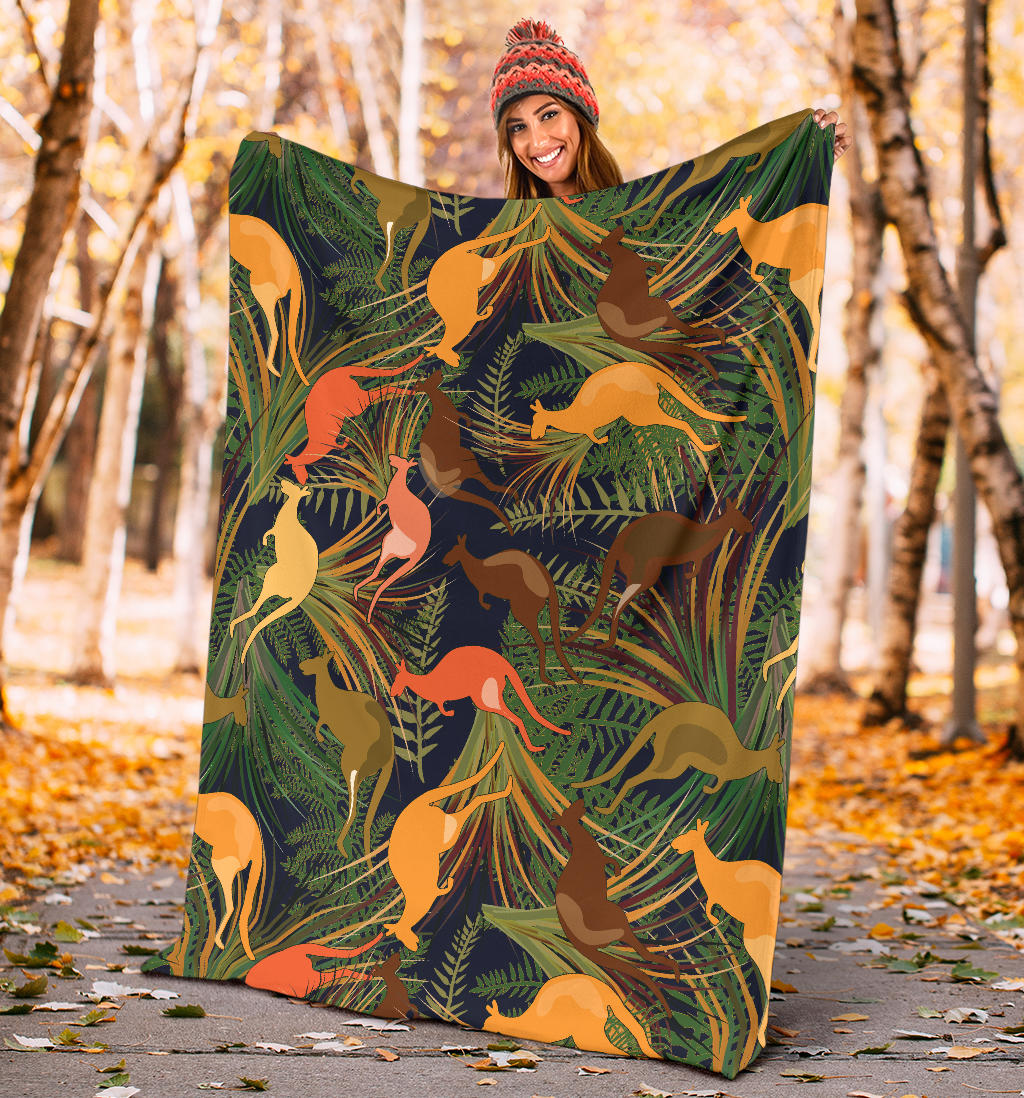 Kangaroos Pattern Print Design 07 Premium Blanket