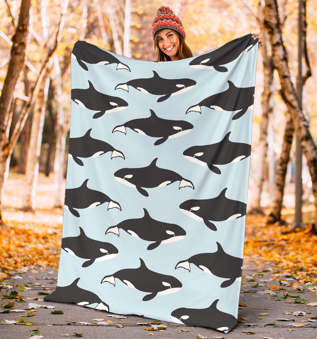 Killer Whale Pattern Print Design 01 Premium Blanket