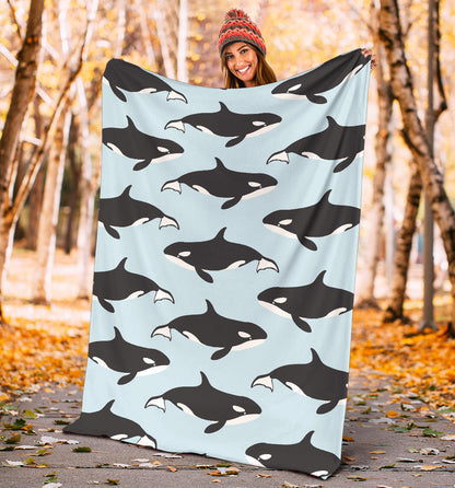 Killer Whale Pattern Print Design 01 Premium Blanket