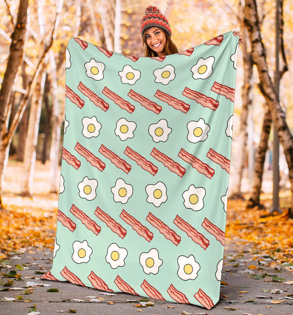 Bacon Sausage Pattern Print Design 01 Premium Blanket
