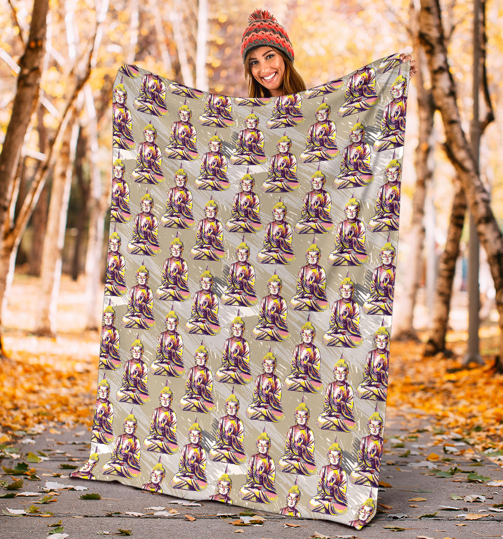 Buddha Pattern Print Design 07 Premium Blanket