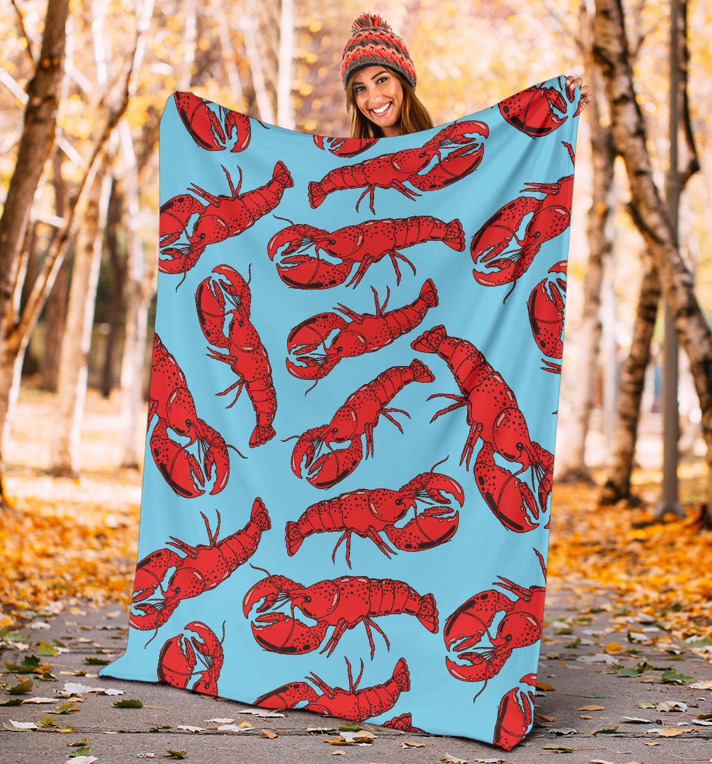 Lobster Red Pattern Print Design 03 Premium Blanket