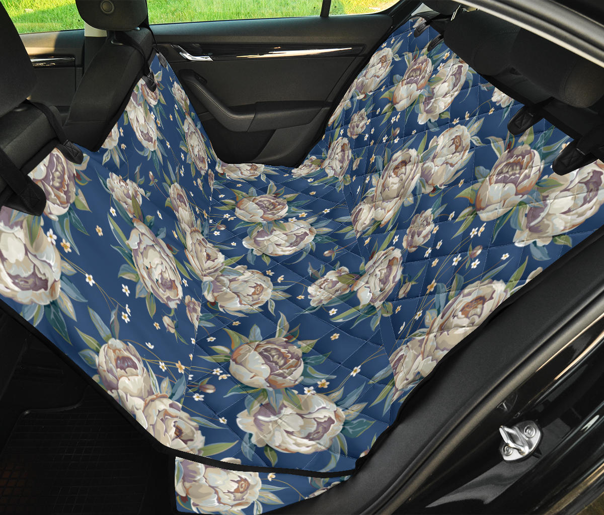 Peony Pattern Print Design A03 Rear Dog Car Seat Cover Hammock