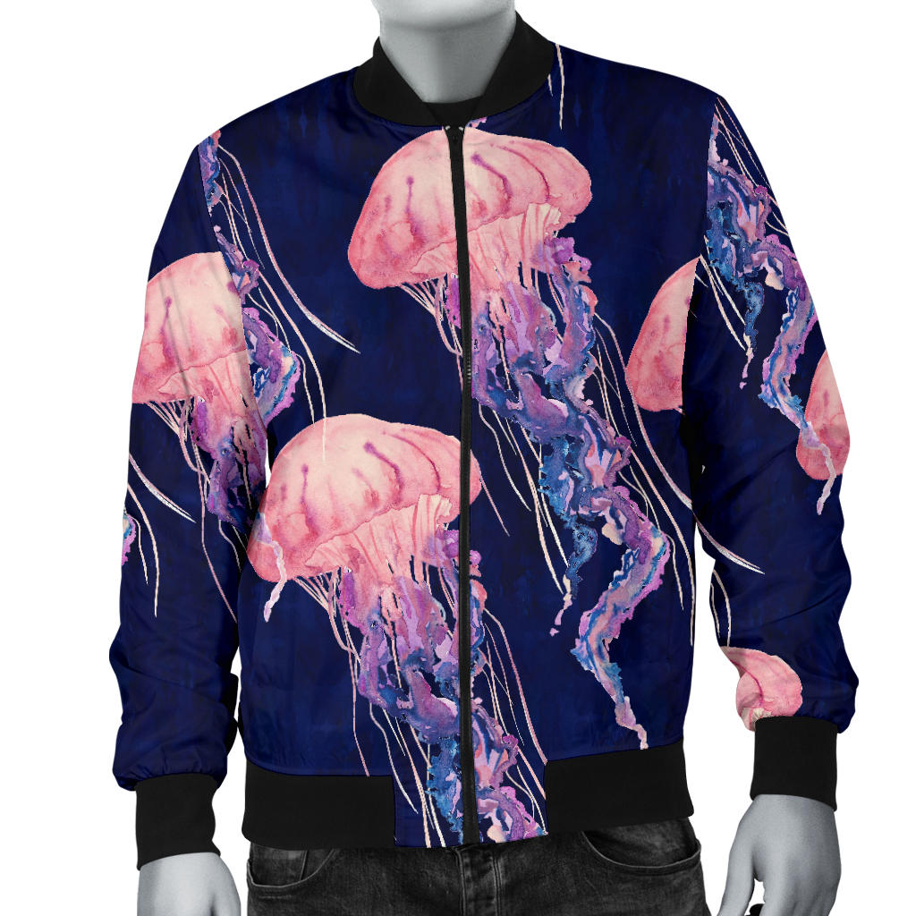 Jellyfish Pattern Print Design 03 Men Bomber Jacket