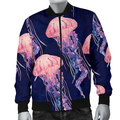 Jellyfish Pattern Print Design 03 Men Bomber Jacket