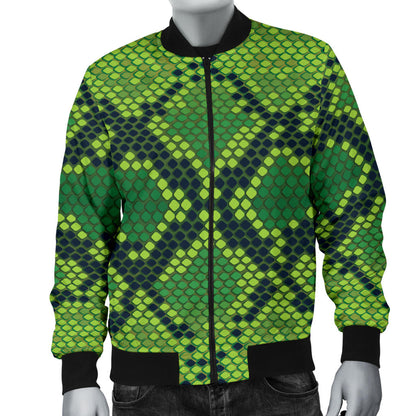Python Green Pattern Print Design A01 Men Bomber Jacket