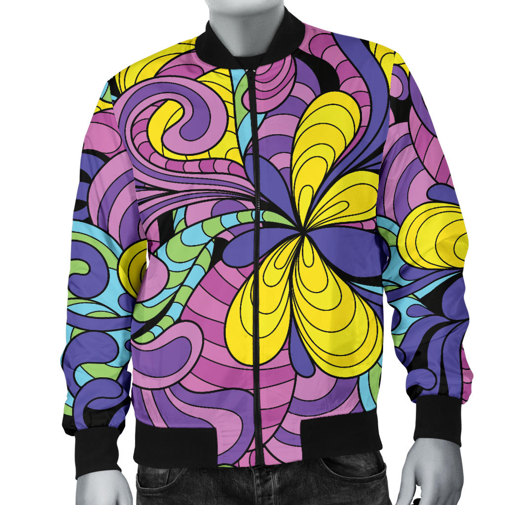 Psychedelic Pattern Print Design A04 Men Bomber Jacket