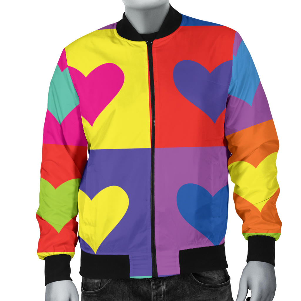 Pop Art Heart Pattern Print Design A01 Men Bomber Jacket