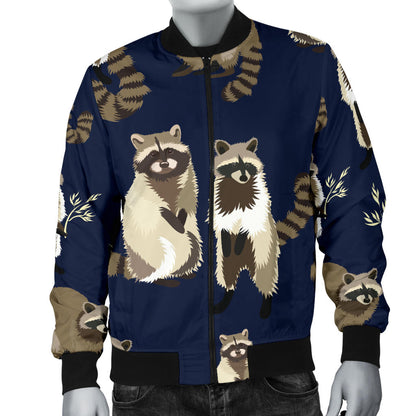 Raccoon Pattern Print Design A06 Men Bomber Jacket