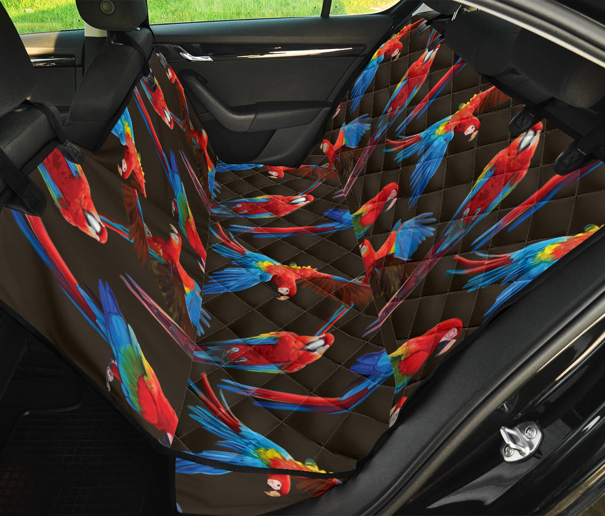 Macaw Pattern Print Design 04 Rear Dog Car Seat Cover Hammock