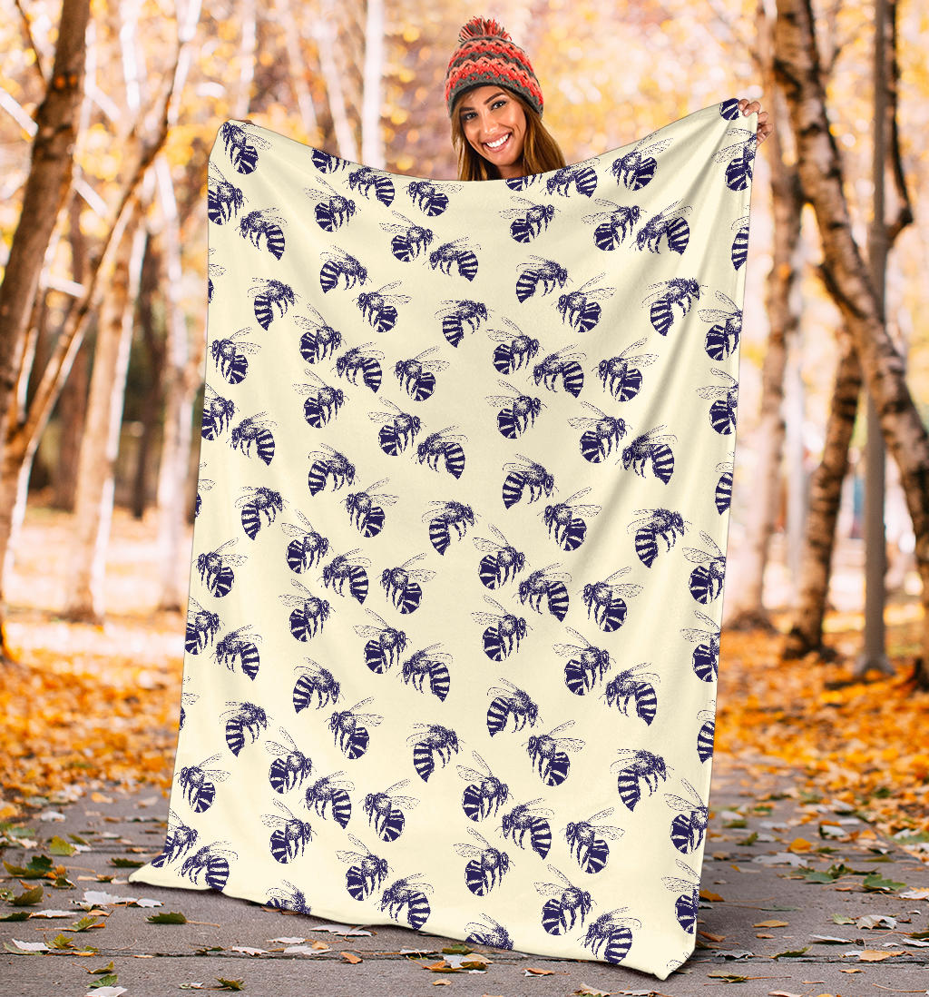 Bee Pattern Print Design 02 Premium Blanket