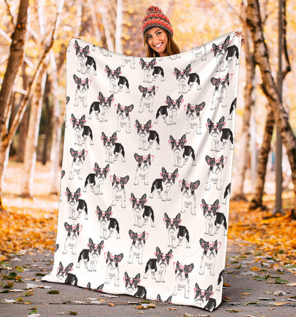 Boston Terrier Pattern Print Design 03 Premium Blanket