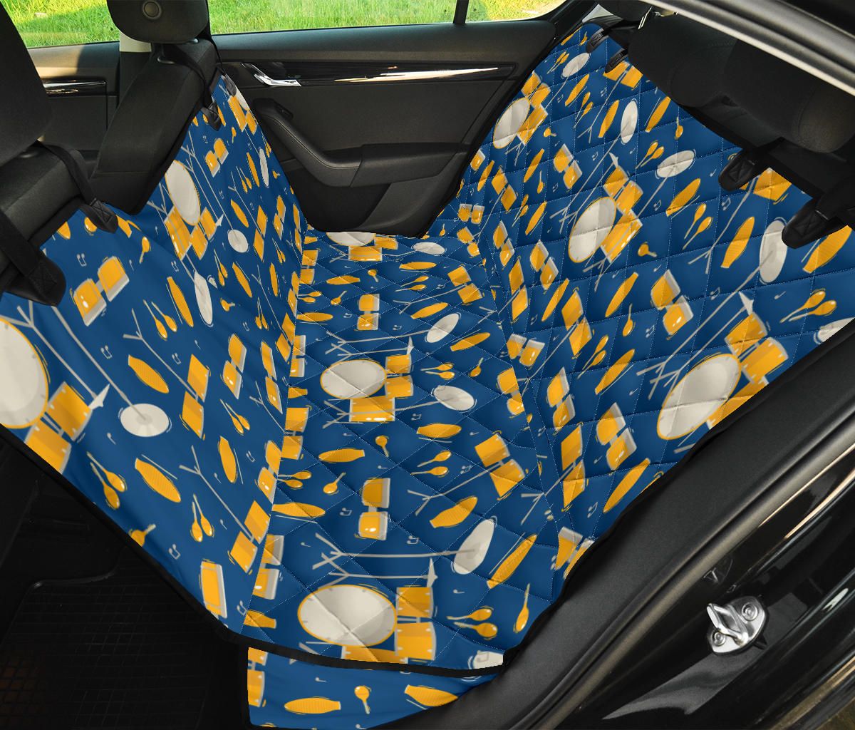 Drum Set Pattern Print Design 03 Rear Dog Car Seat Cover Hammock