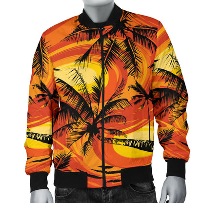 Palm Tree Pattern Print Design A02 Men Bomber Jacket