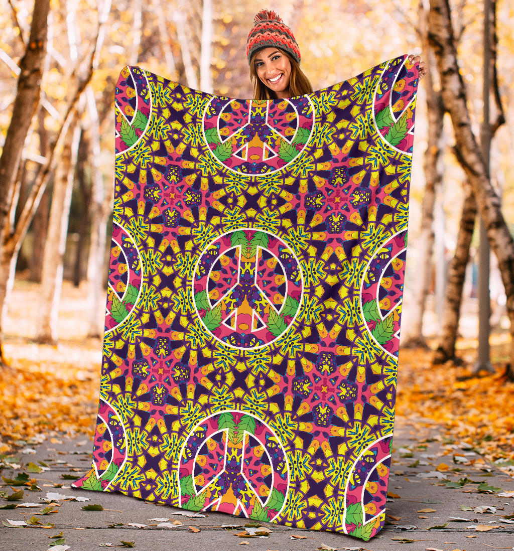 Peace Sign Pattern Print Design A04 Premium Blanket