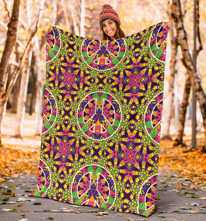 Peace Sign Pattern Print Design A04 Premium Blanket