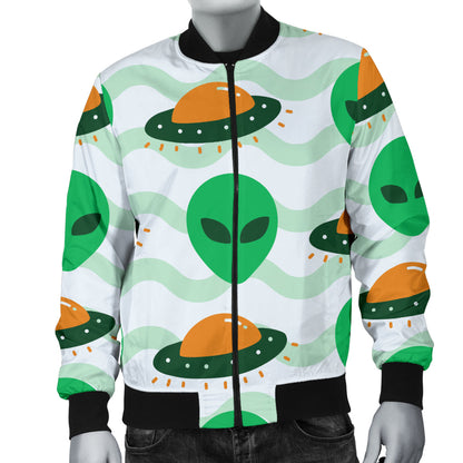 Alien UFO Pattern Print Design 04 Men Bomber Jacket