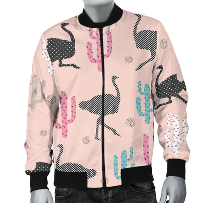 Ostrich Pattern Print Design 03 Men Bomber Jacket