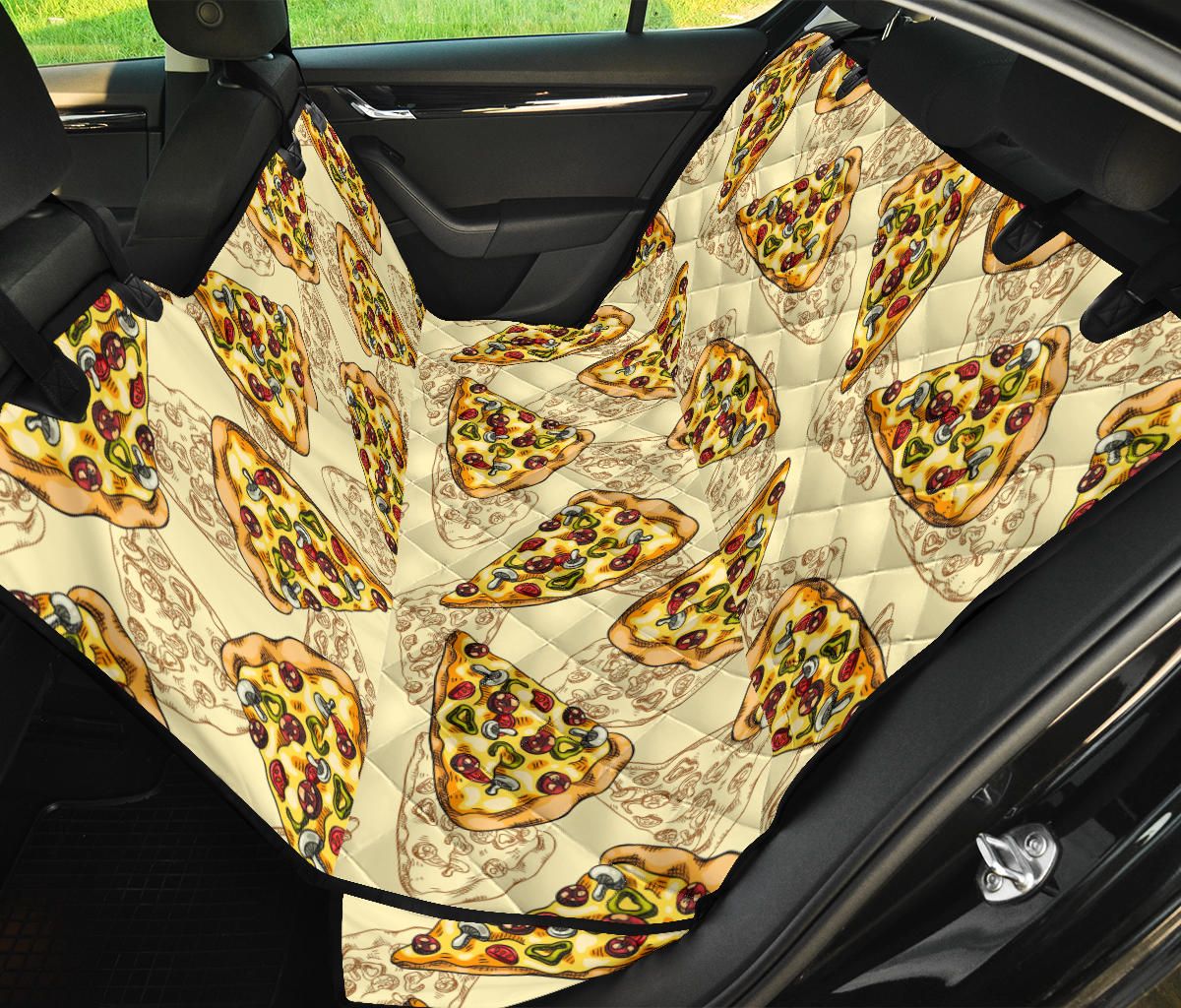 Pizza Pattern Print Design A01 Rear Dog Car Seat Cover Hammock