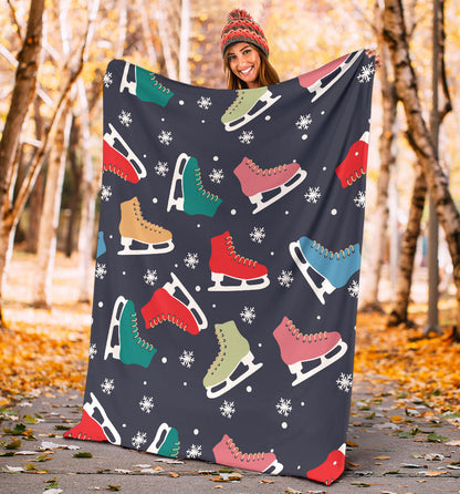 Ice Skate Pattern Print Design 04 Premium Blanket