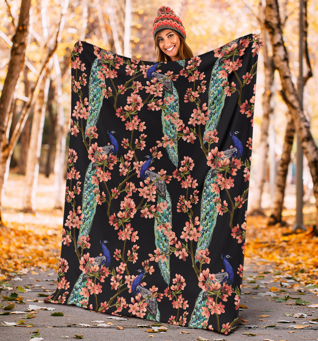 Peacock Pattern Print Design A01 Premium Blanket