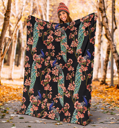 Peacock Pattern Print Design A01 Premium Blanket