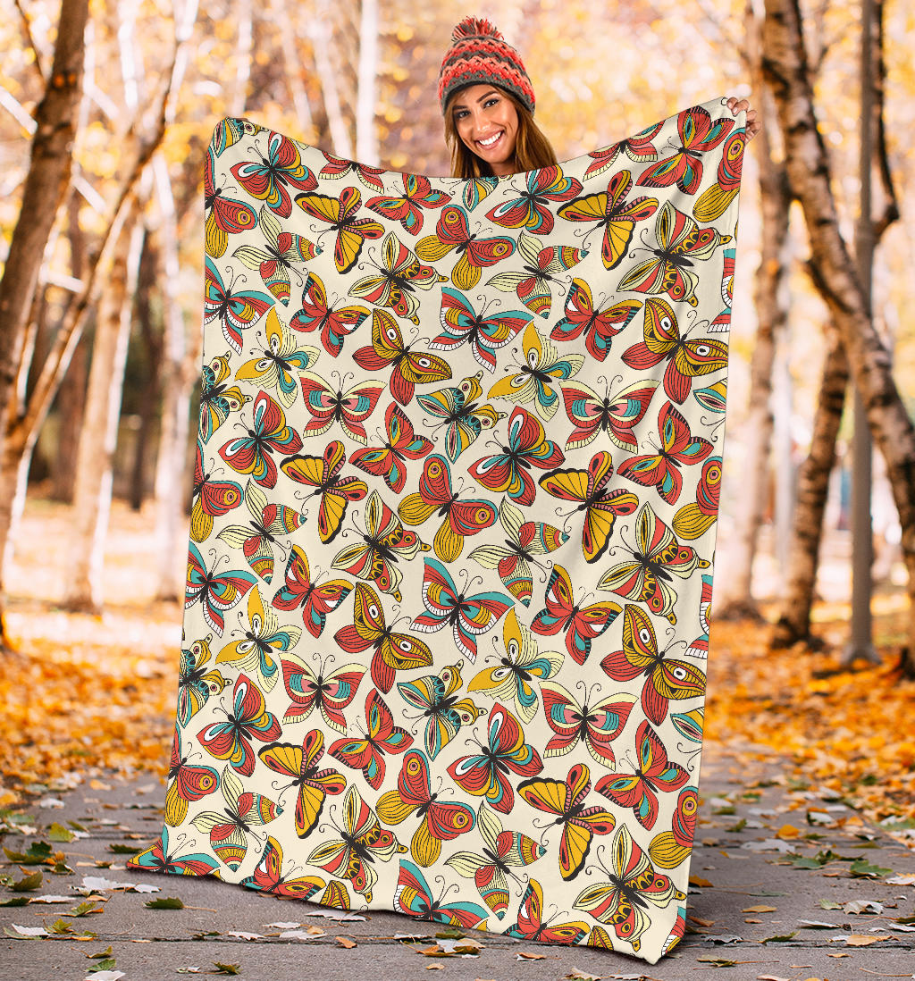 Butterfly Pattern Print Design 02 Premium Blanket